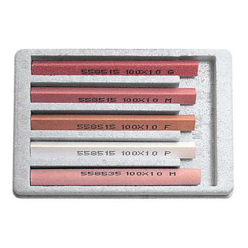 Assortiment de pierres d'affûtage TYROLIT, corindon supérieur, en coffret plastique, 5 pcs.