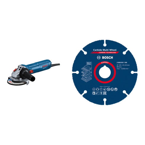 Set Bosch Winkelschleifer GWS 12-125 + EXPERT Carbide Multi Wheel Trennscheibe 125 mm