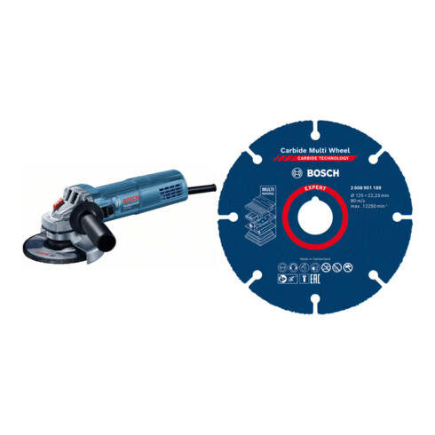 Set Bosch Winkelschleifer GWS 880 + EXPERT Carbide Multi Wheel Trennscheibe 125 mm