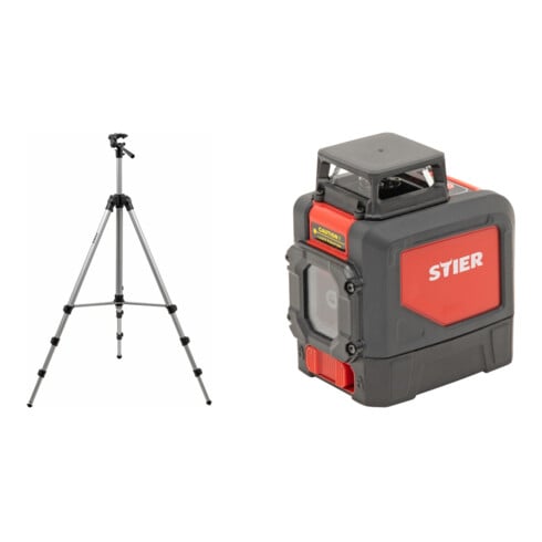 Set STIER Stativ 250 + STIER Kreuzlinienlaser 360° x 120°