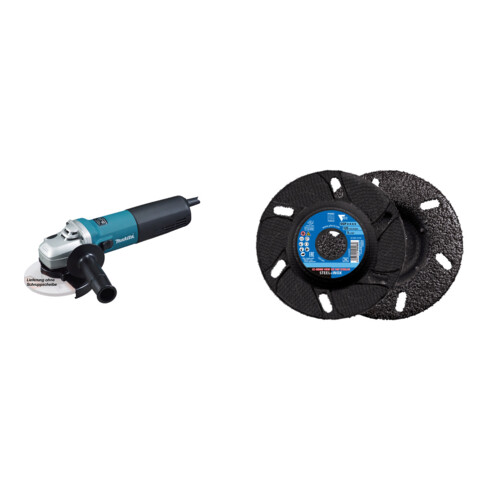 Set Makita Winkelschleifer 1100 W 125 mm 9565HRZ + Pferd TOOLS CC-GRIND VIEW Schleifscheibe 125x22,23 mm