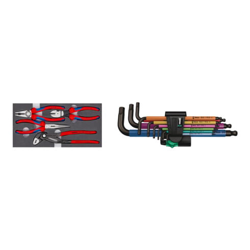 Set Knipex Zangen-Set "Basic" in Schaumstoffeinlage + Wera Winkelschraubendrehersatz 950 SPKL/ SM N SB 9-tlg.Ku.-Halter SW 1,5-10mm