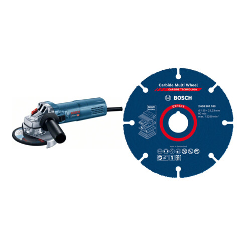 Set Bosch Winkelschleifer GWS 9-125 S + EXPERT Carbide Multi Wheel Trennscheibe 125 mm
