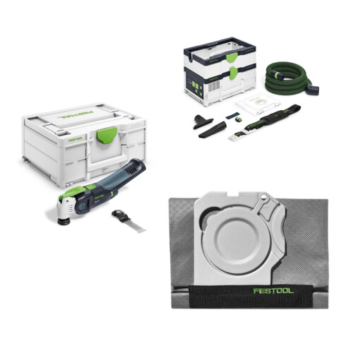 Set Festool Akku-Oszillierer OSC 18 E-Basic VECTURO + Akku-Absaugmobil CTLC SYS I-Basic CLEANTEC + Filtersack Longlife-FIS-CT SYS