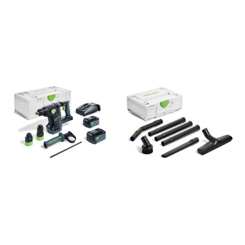 Set Festool Marteau combiné sans fil KHC 18 5,0 EBI-Plus + Set de nettoyage standard Festool RS-ST D 27/36-Plus