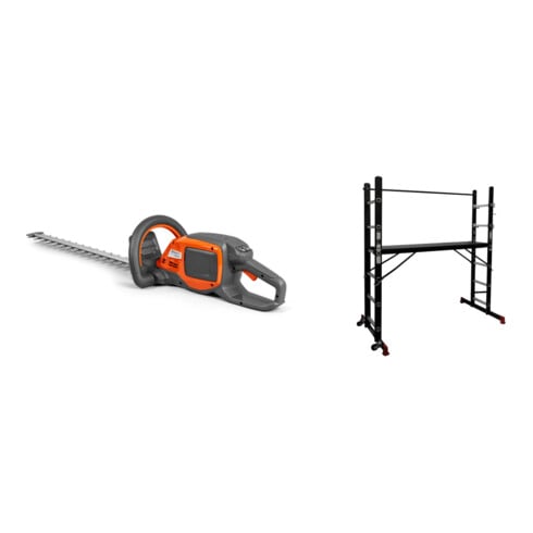 Set Stier Husqvarna Akku-Heckenschere 215iHD45 Solo-Version + STIER Gerüst Arbeitsbühne 150 kg EN 131