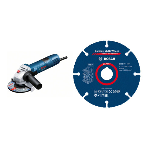 Set Bosch Winkelschleifer GWS 7-115 E 0601388203 + EXPERT Carbide Multi Wheel Trennscheibe 125 mm