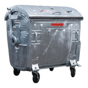 Bac à ordures 1,1 m³ tôle en acier galvanisé au feu mobile selon DIN EN 840-3 SU