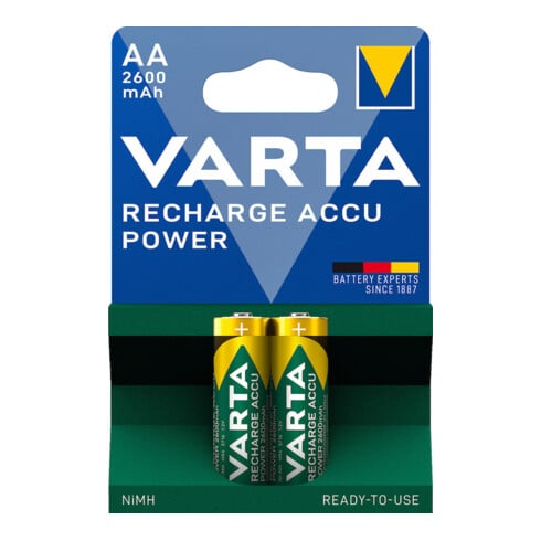 Batterie d´accumulateur 1,2 V 2600 mAh R6-AA-Mignon HR6 2 2pces/blister VARTA