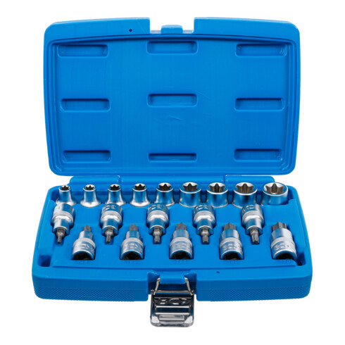 BGS Bit-Einsatz-/Steckschlüssel-Einsatz-Satz Antrieb Innenvierkant 12,5 mm E-Profil / T-Profil (für TX) 19-tlg.