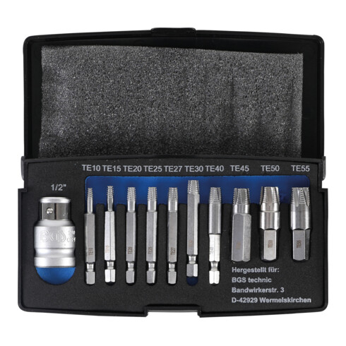 BGS Set di estrattori per viti difettose con profilo a T (per TX) T10 - T55, 11pz.