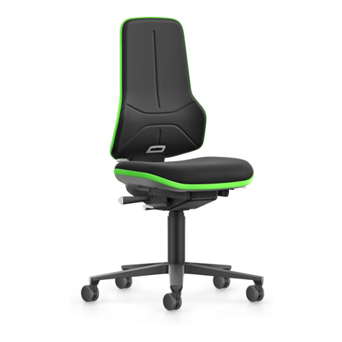bimos siège de travail Neon XXL jusqu'à 180 kg avec roulettes, rembourrage en tissu, bande flexible verte, assise 470-640 mm
