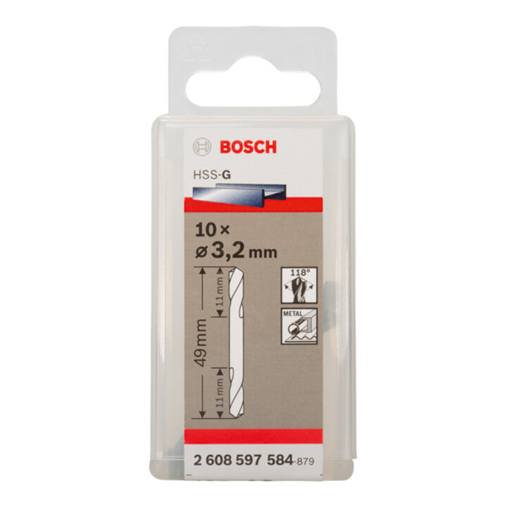 Bosch Doppelendbohrer HSS-G 3,2 x 11 x 49 mm