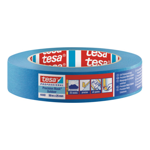 Crêpon de précision ® 4440 ext. UV PLUS lisse bleu L. 50 m l. 50 mm Rouleau TESA