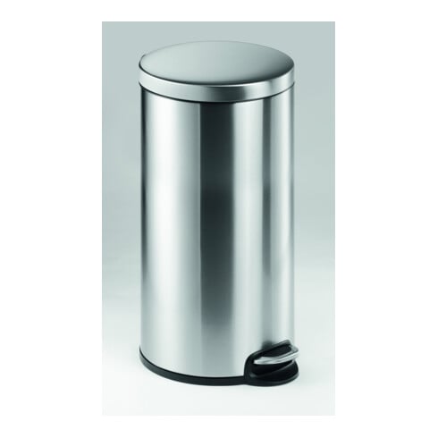 DURABLE Treteimer 30L Edelstahl rund silber