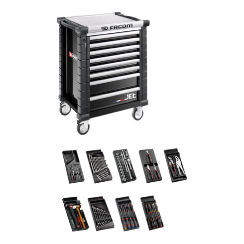 Facom werkplaatswagen JET.8GM3 met 9 modules