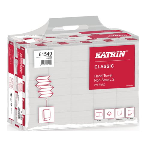 Falthandtuch Katrin Classic L 2 2-lagig weiß L240mm xB320ca.mm 3000 Tücher/KT