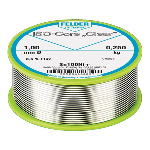 Fil d'apport de soudure ISO-Core® Clear 1,5 mm 250 g Sn100Ni+ FELDER