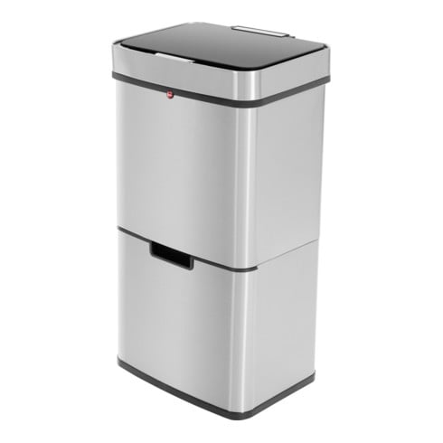 Hailo Öko Vario XL, Poubelle à capteur design, 25 + 25 + 4 ltr, inox anti-traces de doigts