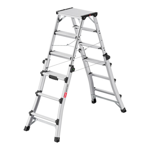 Hailo Alu-Teleskop-Doppelstufenleiter Master DTL100 2x4 - 2x6 Stufen