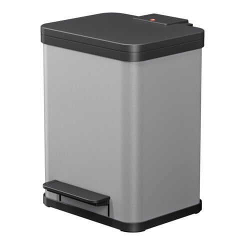 Hailo Öko duo Plus M, Poubelle à pédale, 2x9 ltr, argent