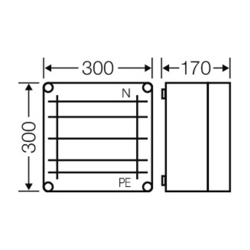 Hensel Sammelschienengehäuse Mi 6256 630A 300 x 300 x 170mm