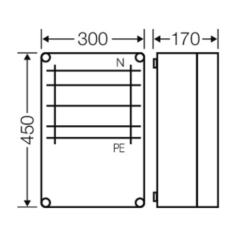 HENSEL Sammelschienengehäuse Mi 6355 400A 300 x 450 x 170mm
