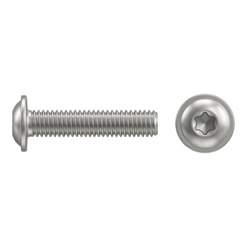 ISO 7380-2 Flachkopfschraube mit Flansch Innensechsrund, TX, Edelstahl A2-70, blank