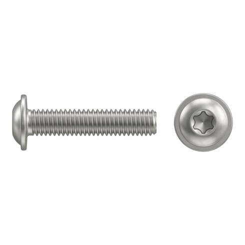 ISO 7380-2 Flachkopfschraube mit Flansch Innensechsrund, TX, Edelstahl A2-70, blank