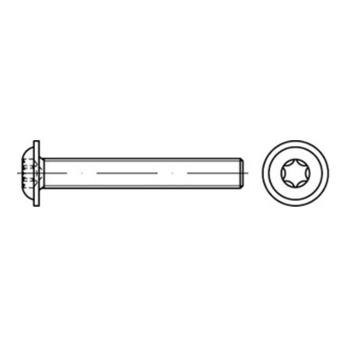 ISO 7380-2 Flachkopfschraube mit Flansch Innensechsrund, TX, Edelstahl A2-70, blank
