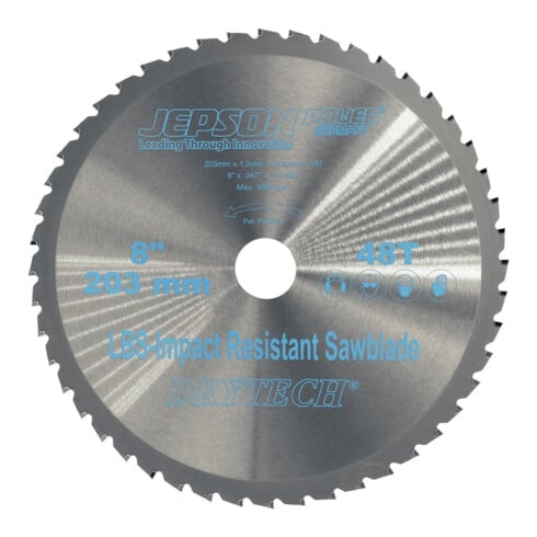 Jepson Drytech® HM-Sägeblatt LBS schockresistent Durchmesser 203 mm / 48Z für Stahl (dünnwandig)
