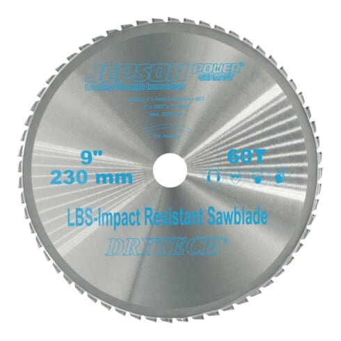 Jepson Drytech® HM-Sägeblatt LBS schockresistent Durchmesser 230 mm / 60Z für Stahl (dünnwandig)