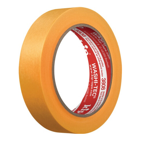 Kip Abdeckband 3808 WASHI-TEC® Premium glatt gelb L.50m B.19mm Rl.