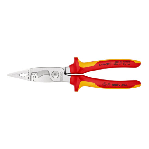 KNIPEX 13 86 200 Elektro installatietang verchroomd VDE 200 mm