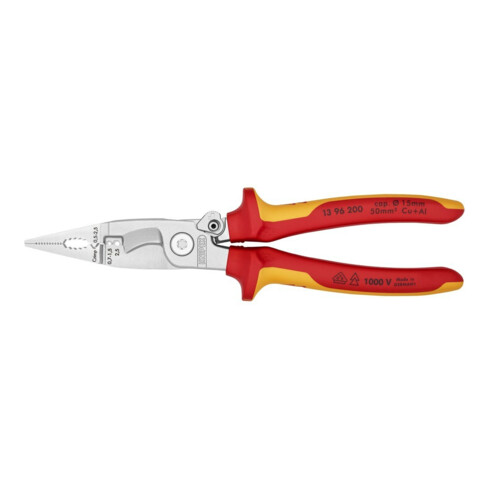 KNIPEX 13 96 200 Elektro installatietang verchroomd VDE 200 mm