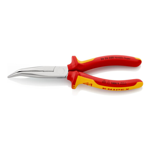 KNIPEX 26 26 200 Platte rondbektang met snijkant (ooievaarstang) verchroomd VDE 200 mm