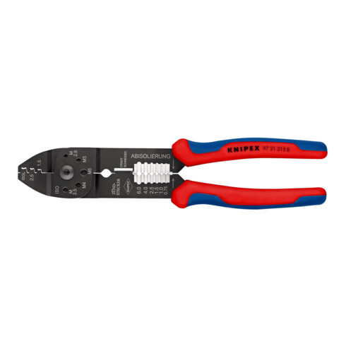 KNIPEX 97 21 215 B Crimpzange mit Mehrkomponenten-Hüllen schwarz lackiert 230 mm