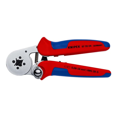 KNIPEX 97 55 14 Selbsteinstellende Crimpzange für Aderendhülsen mit Seiteneinführung mit Mehrkomponenten-Hüllen verchromt 180 mm