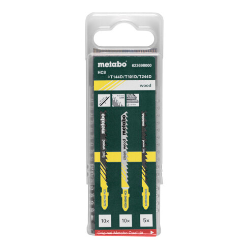 Metabo Assortimento di lame per seghetti alternativi 4, legno, HCS/HSS, 25pz., per legno