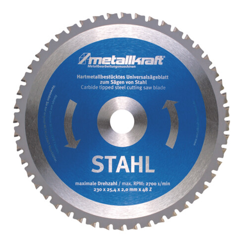 metallkraft Sägeblatt Ø 230 x 2,0 x 25,4 mm Z48 Stahl