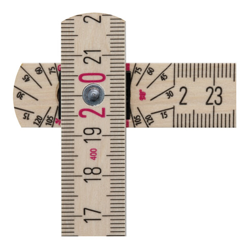 Mètre pliant en bois STABILA Type 407 N, 2 m, teinte naturelle, graduation métrique, avec équerre, certifié PEFC