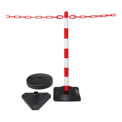 Moravia Kettenständer Set mit Dreiecksfuß rot/weiß 10 m Kette + 10 Verbinder + Haken 6 Stk.