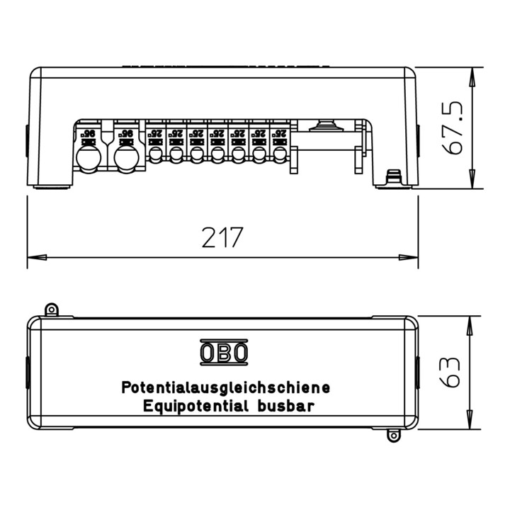 OBO Bettermann Vertr Potentialausgleichsschiene 217mm Ms 1801 VDE
