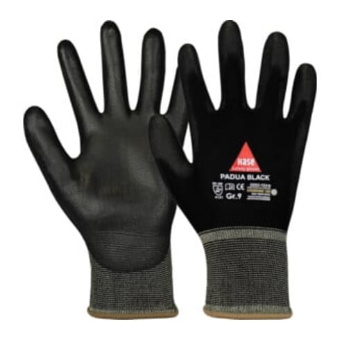 Hase Gants de montage Padua Black Nylon