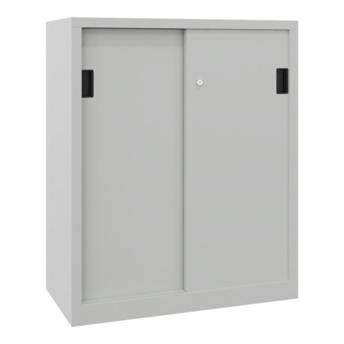 Pavoy Schiebetürenschrank, 1200x1000x600 mm, 2 Böden gepulvert, RAL 7035