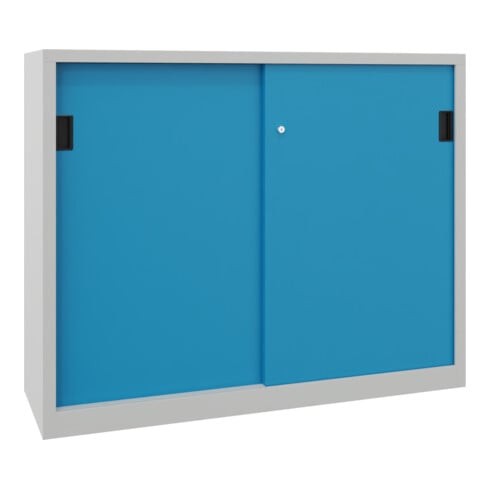Pavoy Schiebetürenschrank, 1200x1500x400 mm, 4 Böden gepulvert, RAL 7035/5012