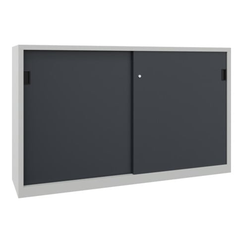 Pavoy Schiebetürenschrank, 1200x2000x400 mm, 4 Böden gepulvert, RAL 7035/7016