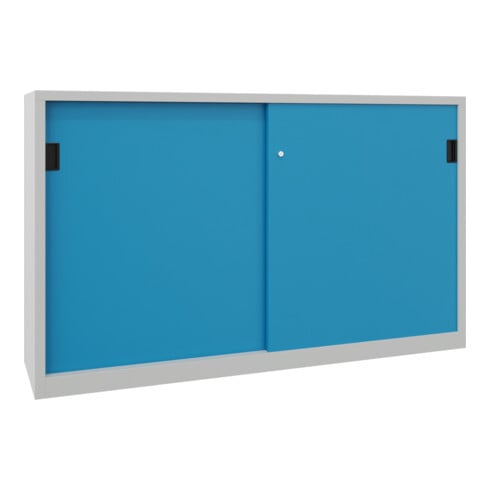 Pavoy Schiebetürenschrank, 1200x2000x600 mm, 4 Böden verzinkt, RAL 7035/5012