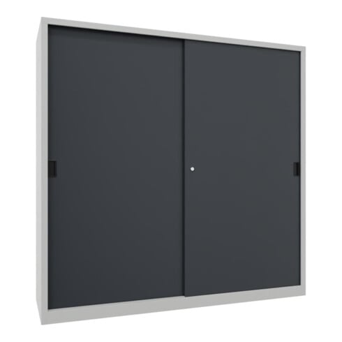Pavoy Schiebetürenschrank, 1950x2000x600 mm, 8 Böden verzinkt, RAL 7035/7016