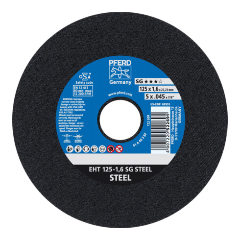 PFERD Disco da taglio EHT 115-1.0 SG STEEL, dritto